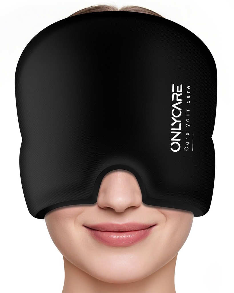 " 只有CARE Migraine Relief Cap,安抚 Migraine Mask, 升级的Odorless Gel 冰头包,热冷治疗,FSA-HSA 合格头痛冰头包,用于紧张和压力(黑色)