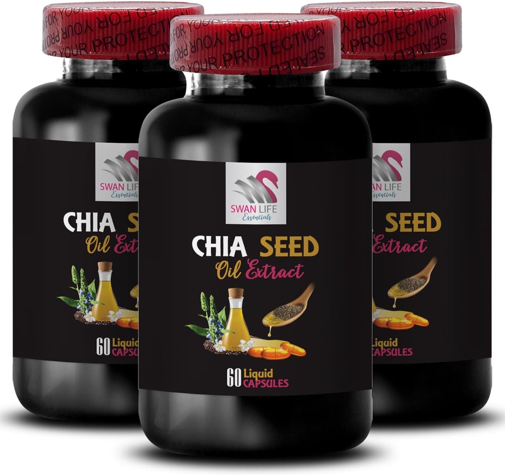 植物油 - CHIA SEED OIL EXTRACT - 水化油,丰富的纹理,理发,光泽完结,自然光,Chia福利,轻质纹理,纯水化,机体油,胶油 3瓶180盖
