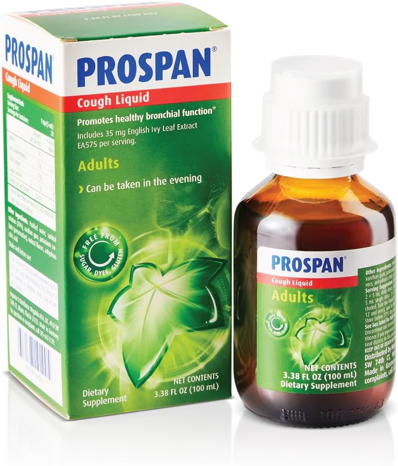 Prospan/Abrilar Cough Syrup + Mucus 专有英语Ivy Leaf 提取 EA575 成人-Soothes cough,Mucus Relief,无添加糖,无醉,无酒精,无毒品-100毫升