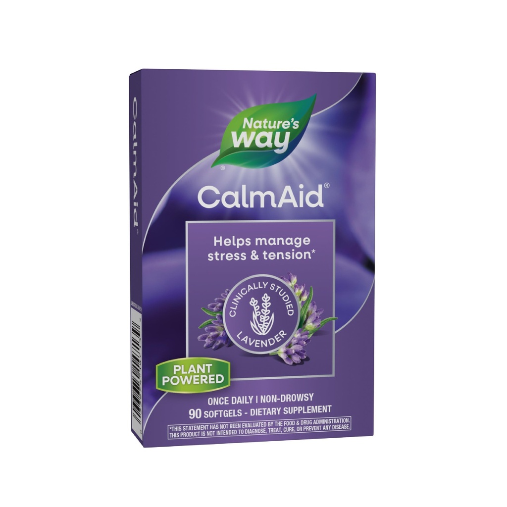 自然之道 CalmAid,帮助管理压力和紧张度*,临床研究的拉凡德,非醉酒,90软胶