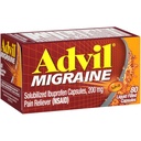 Advil Migraine Pain Reliver, Solubilized Ibuprofen 200 mg, 80 mcount, 液体填充卡普勒斯, 强大的米格拉因救济