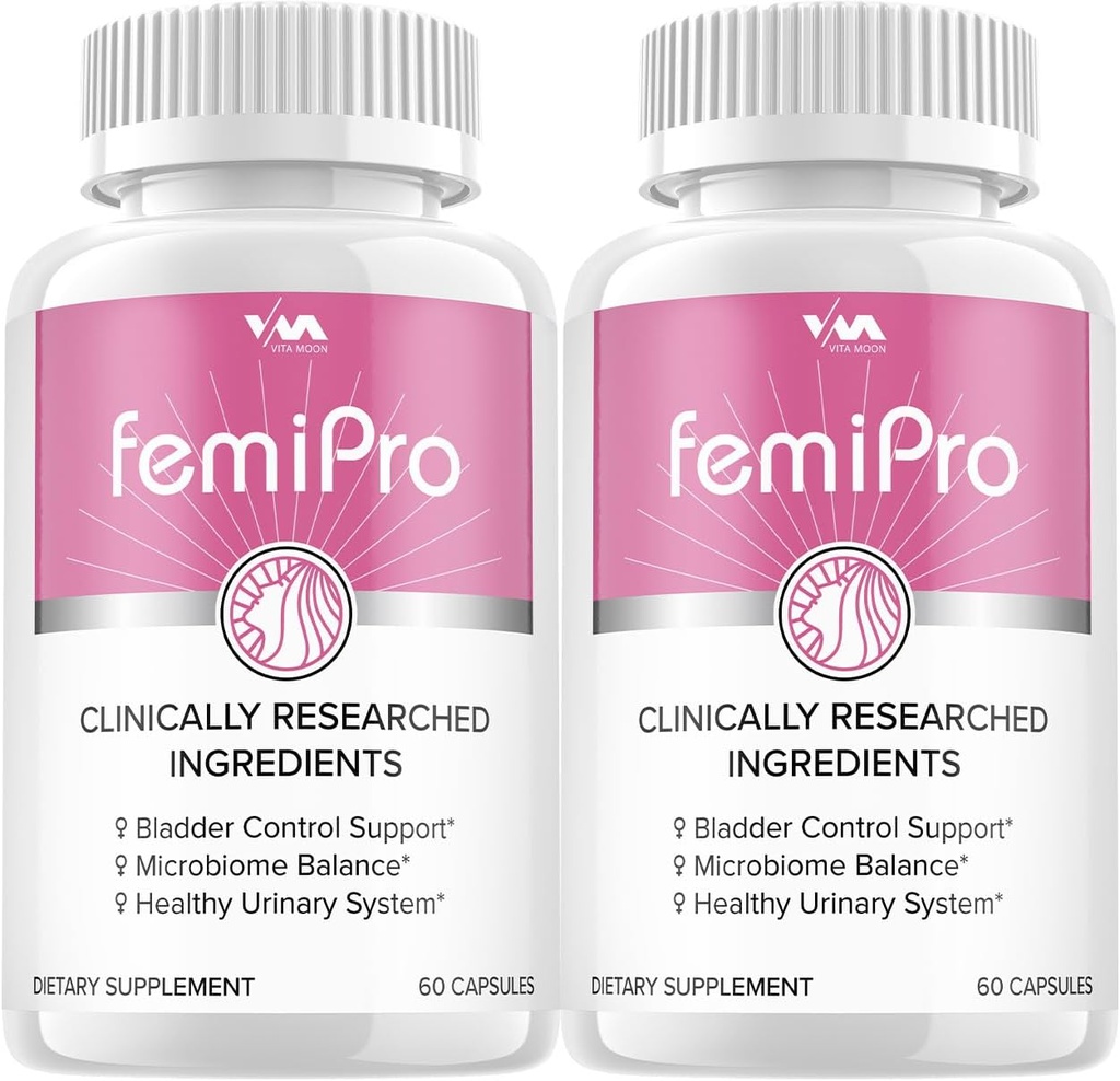(2 Pack) Femi Pro生素 - FemiPro 高级公式Bladder控制支持,微生物平衡,健康泌尿系统,120 Capsules