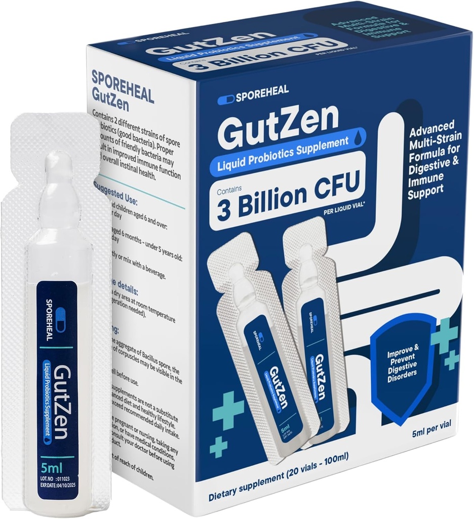 GutZen 液态增生补充剂 Gut & Digestive Health & Gluten Free & Helps with Bloating, Gas & Darrhea & 支持成人和孩子的Immune Sytem 20 包