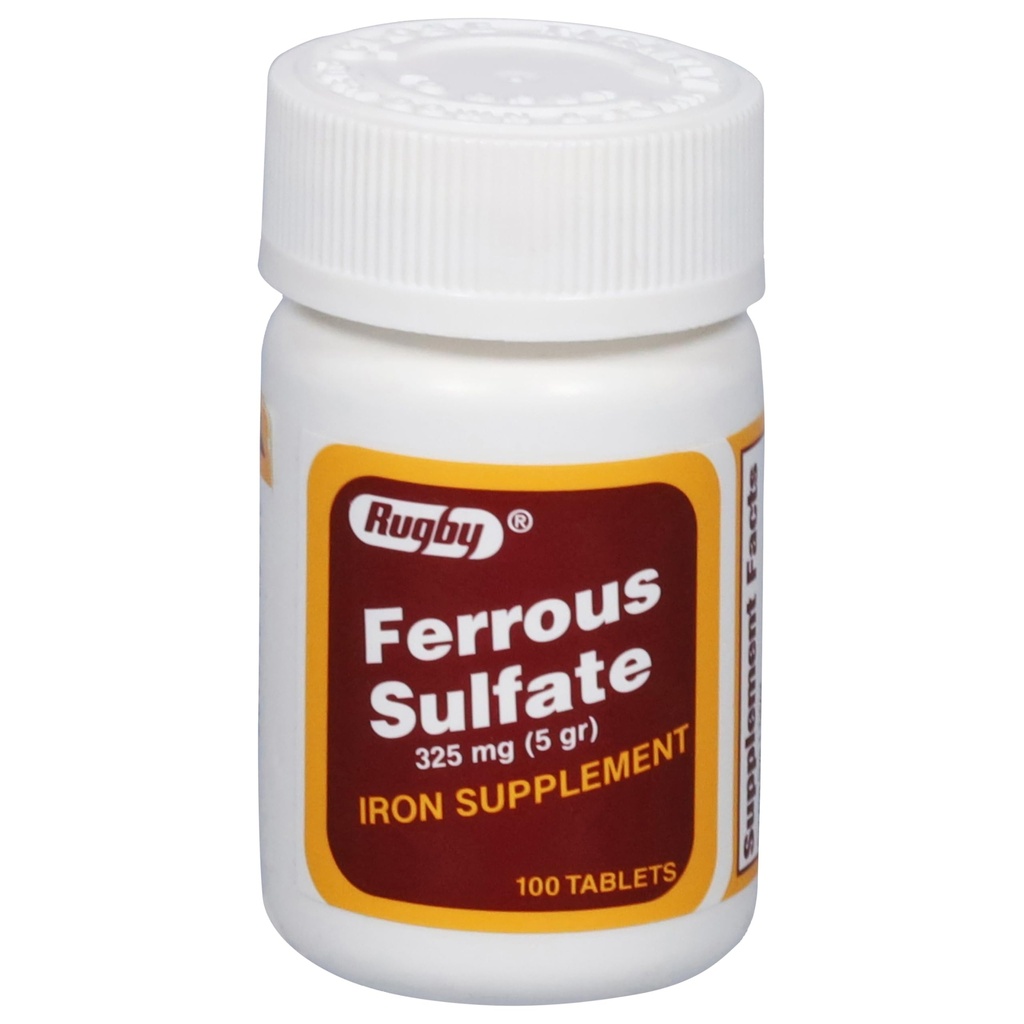 橄榄球Ferrous Sulfate 325mg 板块 -- -- 男女铁料补充 -- -- 100个计数(1包)