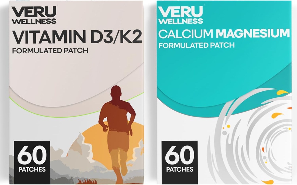 Bone Health Complete Duo Life Systems Vita D3/K2, 镁钙 - 自粘性时间释放专题补丁, 8-10小时(60天供应)