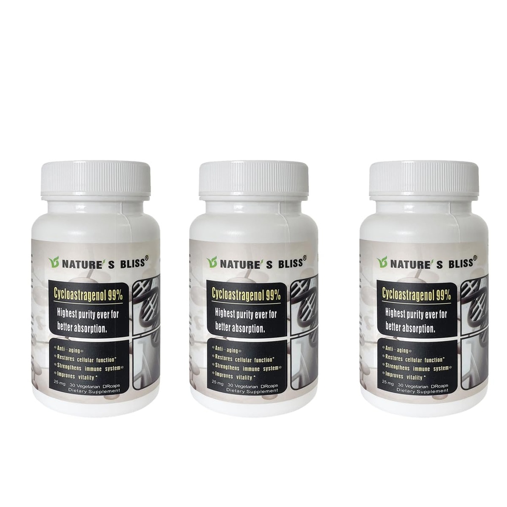 特洛梅尔自然补充剂 Cycloastragenol 25mg 99%, Astragalus根提取剂, 抗衰老补充剂, 在美国制造, 豁免靴, 胃酸保护, 超级吸附, 90 Capsules