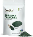 太阳食品超级食品 Spirulina Crunchies - 蓝绿藻, Spirulina 片, 来自干粉的氯石素能量比特, Raw Vegan Algae 补充品, Non-GMO - 4 oz Bag