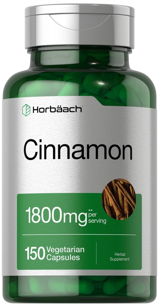 Horbäach Cinnamon Capsules 1800mg 150 锡兰肉桂增殖 植物学,非GMO,Gluten Free