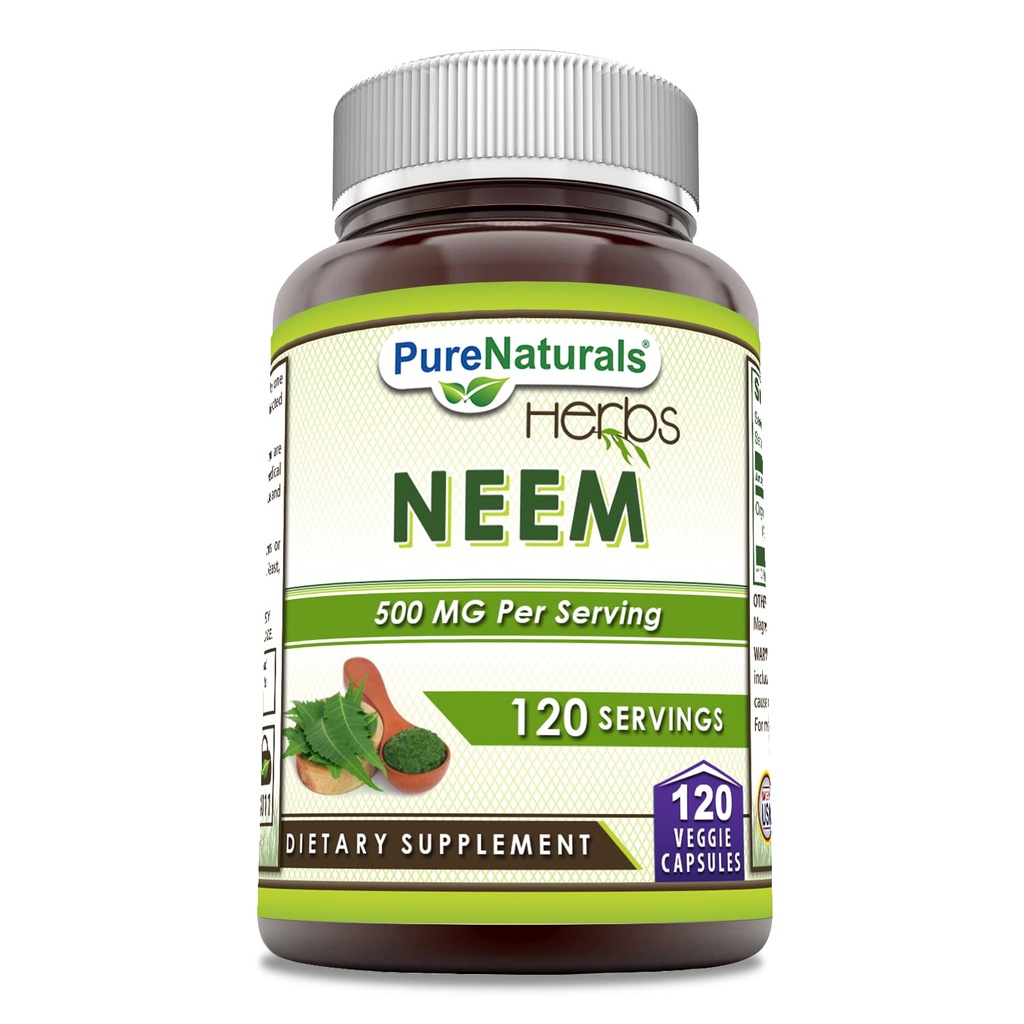 纯天然的Neem(与天然的Neem Leaf一起制造) ^ 500mg 120 Veggie Capsules Supplement → Non-GMO → Gluten Free → → 在美国制造 → 蔬菜理想