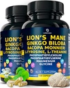 有机狮子玛恩补充卡普尔(Capsules) - 240 真正的蘑菇 狮子玛恩 Capsules with Ginkgo Biloba Herb, Bacopa Monnieri, L Theanine, L Tyrosine - 蘑菇综合症 日常健康