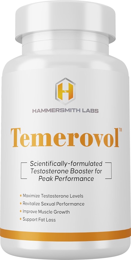 Temerovol - 男性补充 - 增强能量,强力和利比多 - 精益肌肉构建器,60 Capsules - 1瓶
