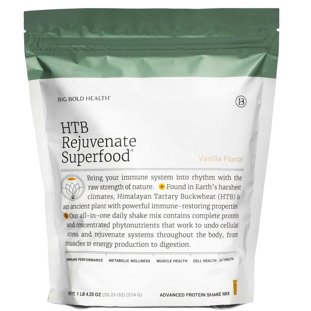 BIG BOLD HEALTH HTB Rejuvenate Superfood Plant-Based Protein Powder | Himalayan Tartary Buckwheat with Polyphenols & 17g Protein | Gut & Immune Support | Vanilla Flavor