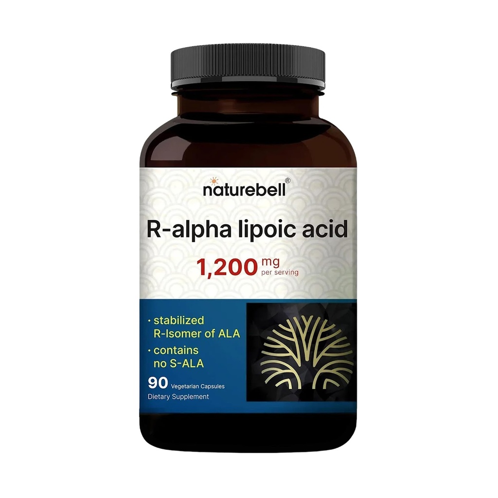 NatureBell R-Alpha Lipoic Acid, 1200mg, 90 Veggie Capsules 纯稳定 R-ALA 仅 QQ 高吸收和抗氧化剂支持 QQ 无 S-ALA → 非GMO,无胶原