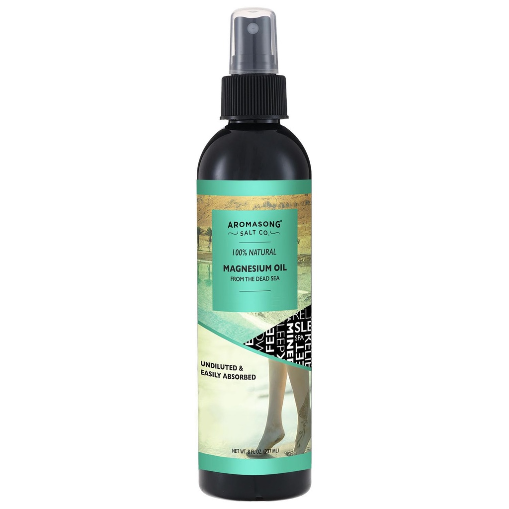 Aromasong Magnesium Spray - 外加强度(每颗Spritz中23mg) 8 Oz Refill Bottle, Natural and Pure Magnesium Oil Spray - 在美国制造,用于腿部不适,促进平静睡眠.