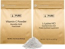 L-Lysine HCI和Vitamn C粉盒,每个1磅,非GMO,Gluten Free,饮食补充