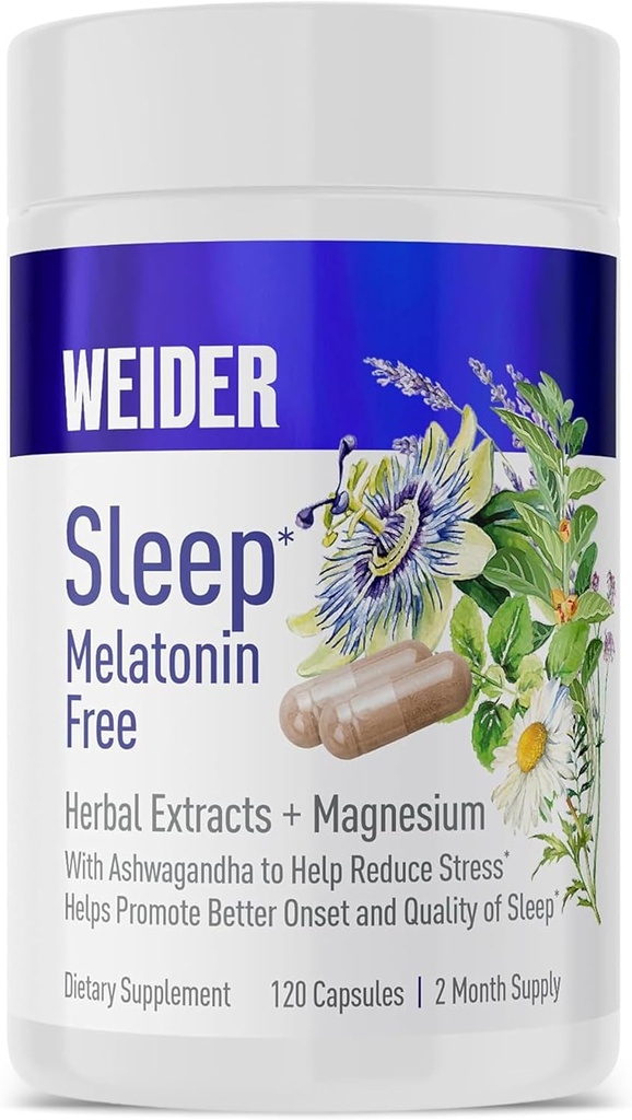 维德·梅拉托宁免费睡眠援助补编,配有KSM-66 Ashwagandha、Magnesium、Lavender、Lemon Balm、Chamomile、Valerian和Passionflowers、Hormone & Drug-Free、Non-Habit Forming,120cm