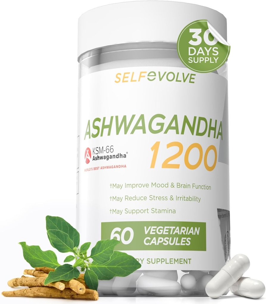 精神压力救济,Ashwagandha KSM-66,支助不定期精神压力救济,饮食补充,Capsules,1个月供应