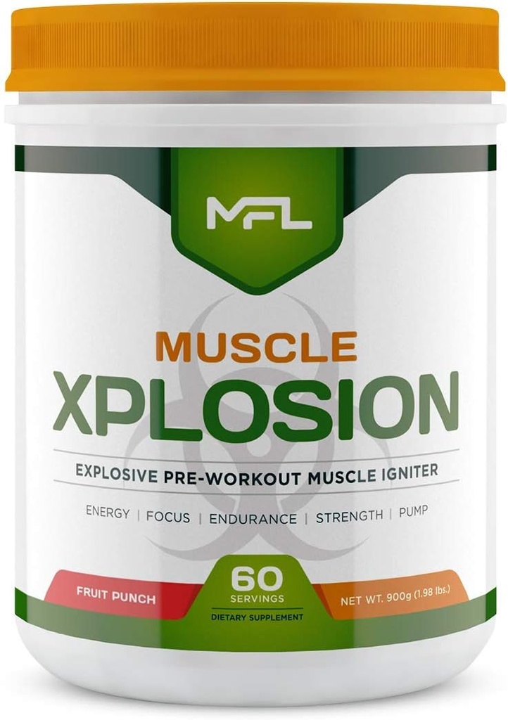 MFL 肌肉 Xplosion + 预战 + 0. 糖 + 与 Stevia → 全自然 → 60 服务 (Fruit Punch) 配音: