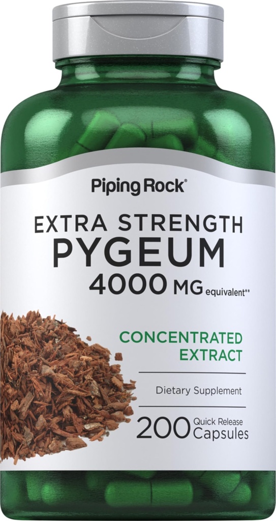 Pipping Rock Pygeum Supplement 40000 mg → 200 Capsules → 适用于男子和妇女 → Pygeum Africanum Bark 提取 → 额外力量 → 非GMO, Gluten Free