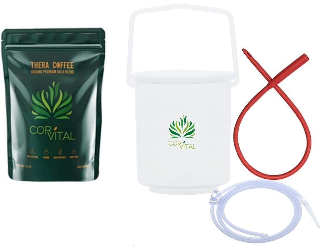 Coffee Enema Kit for Colon Cleansing with 1 LB Enema Coffee - Gerson Approved Home Enema Kit - Enema Bucket Kit - Therapy Roast Coffee Detox Cleanse - Enema Coffee Organic