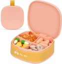 Natutouch 药丸组织者,4 Times a Day 便携式药丸盒,食品等级 每日药丸案例 男女持有维生素,药物,补充品,粉红色