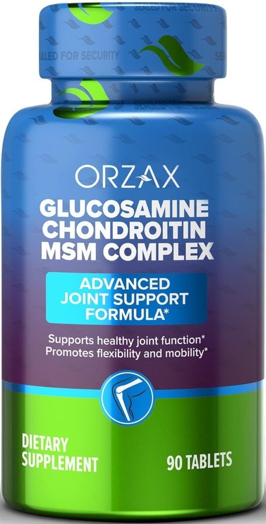 ORZAX 与Glucosamine Chondroitin MSM-Turmeric, Collagen, Bromelain & Boswellia 提取卡普苏莱斯, 函数和舒适- 90块牌匾的全联合支持补编