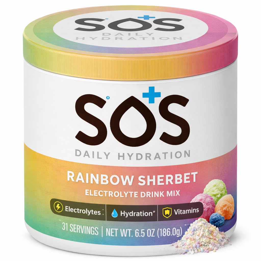 SOS 水解 电解 火药 饮料 混合 31 服务 低糖 15 Calorie Keto-Friendly & 快速补水 彩虹 谢尔伯特