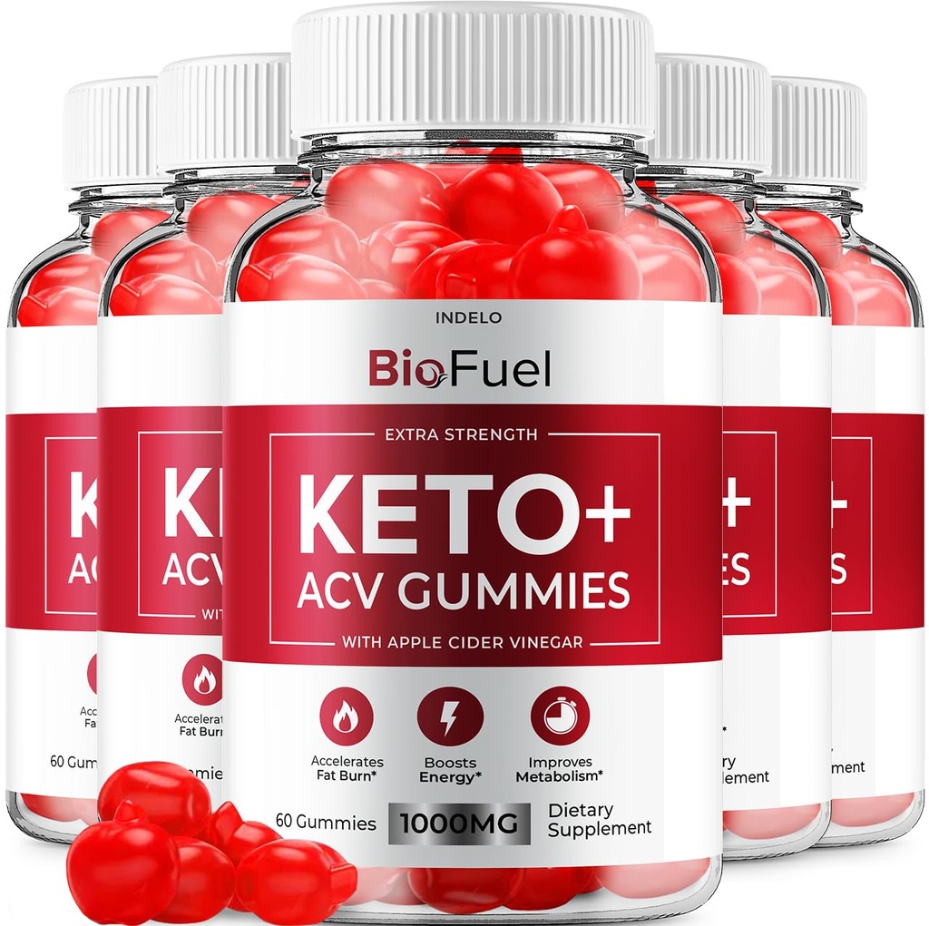 (5 pack) Bio Fuel Keto ACV Gummys - 高级公式 BioFuel Keto Plus ACV Gummys Apple Vider Vinegar Bio Fuel ACV 重量管理 Gummys 饮食补充审查 男性(300 Gummys)