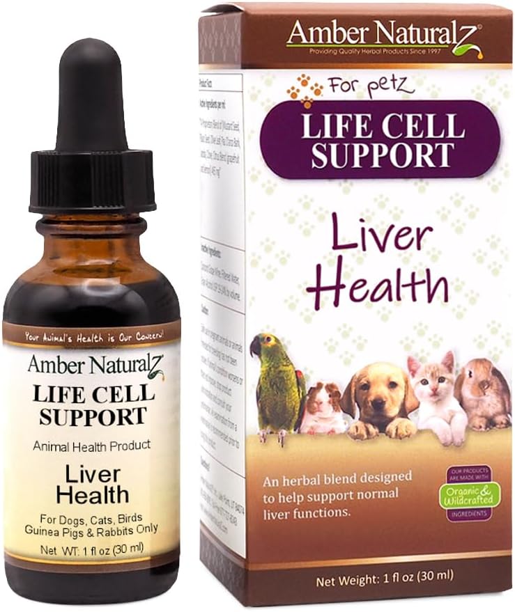 Amber NaturalZ Life Cell支持对狗,猫,鸟,兔和几内亚猪的草药补充 – 支持正常活体功能和莱姆法克健康 – 抗毒天然援助