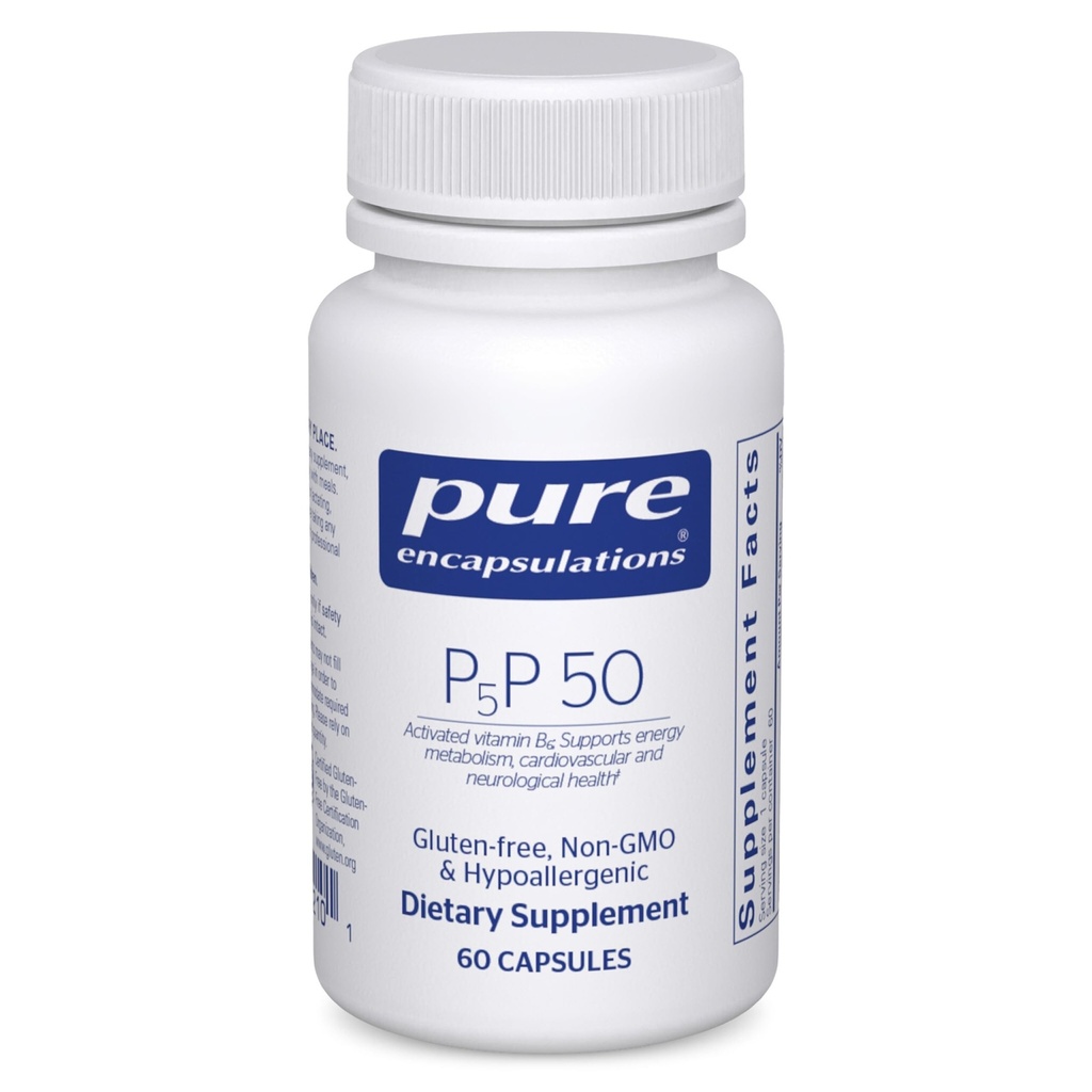 纯封装 P5P 50 - 活性维生素B6 - 支持能量代谢和脑健康* - Gluten Free & Non-GMO - 60 Capsules