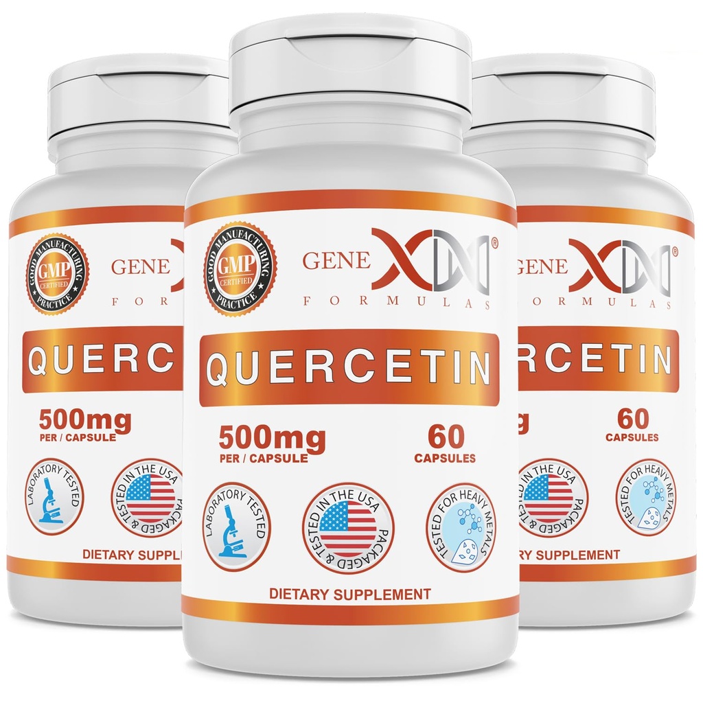 Genex 公式 Quercetin 500mg (60 Capsules) 非 GMO, Gluten- Free (3 Pack)