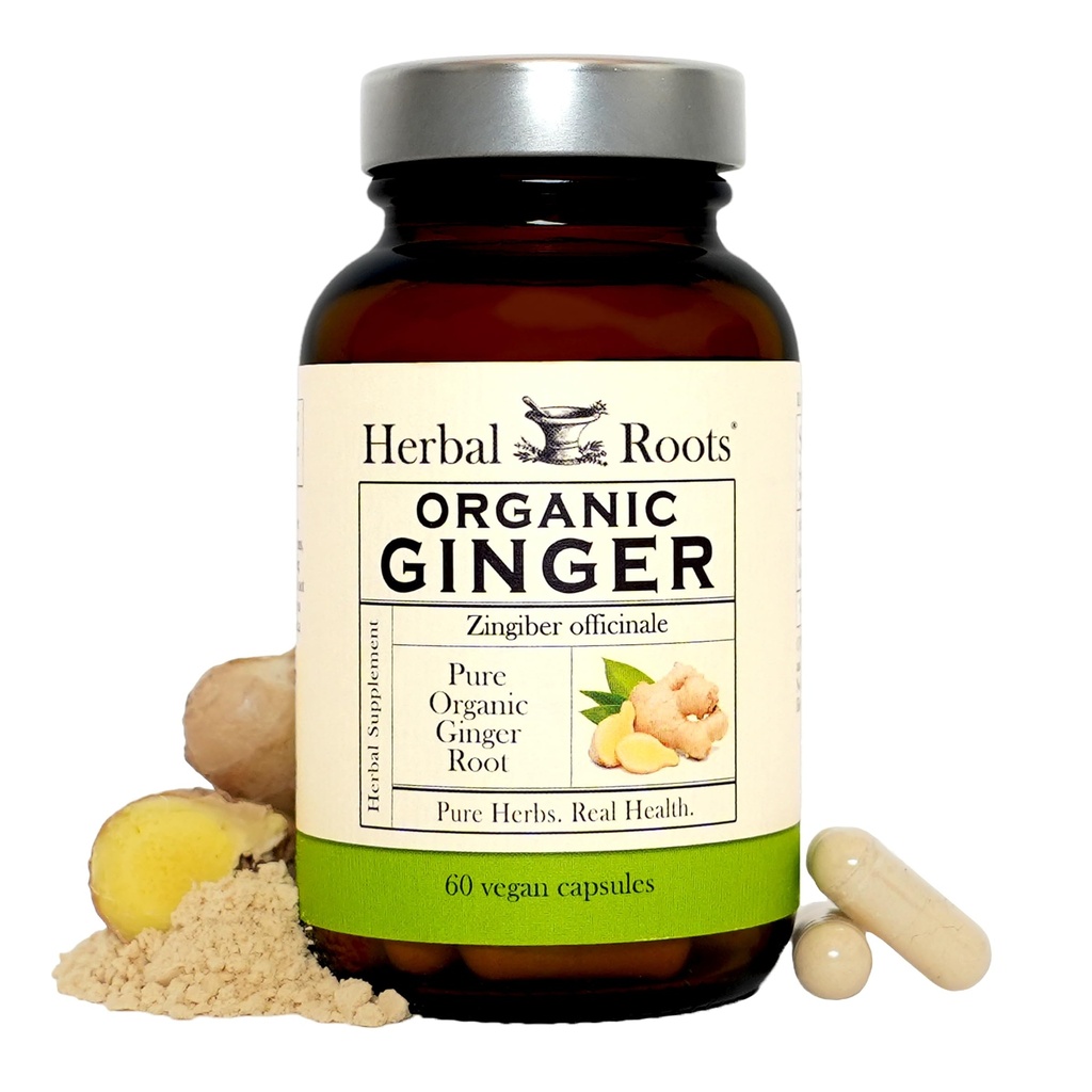 草根 姜汁 有机姜根  Cap 1200 mg 纯姜粉  per 60 Vegan Capsules