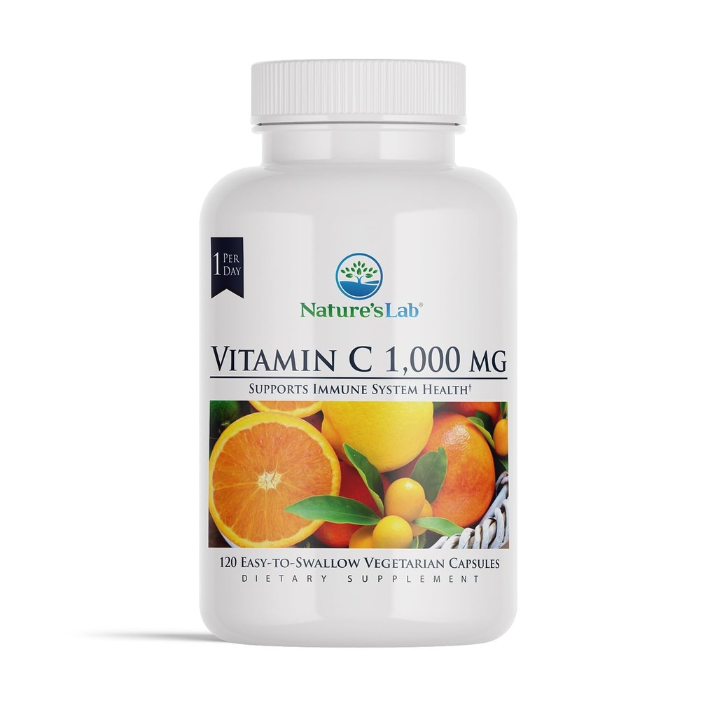 自然实验室维生素C 1000mg Per Capsule - 支持免疫系统健康,120 Counter(一包)