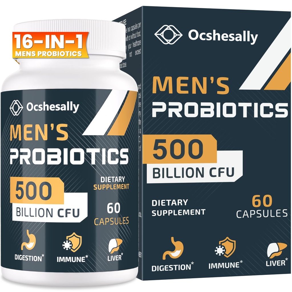男性的抗生素,500亿CFUS & 12 Strains 男性的抗生素,有Turmeric, Cranberry, Goji - 消化卫生的抗生素, Gut, Imune & Bloating, Prostate & Urinary Tract Health, 60 Capsules