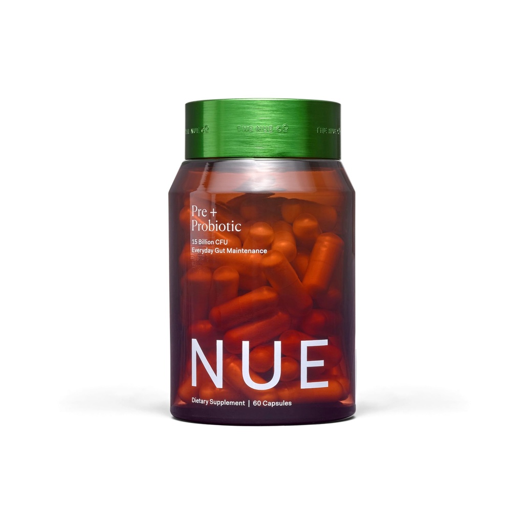 Nue Co. PREBIOTIC + PROBIOTIC 补编,支持Gut Health, Synbiotic and Spore Based, IBS Relief, 豁免和皮肤, Vegan, Gluten Free, 60 Capsules