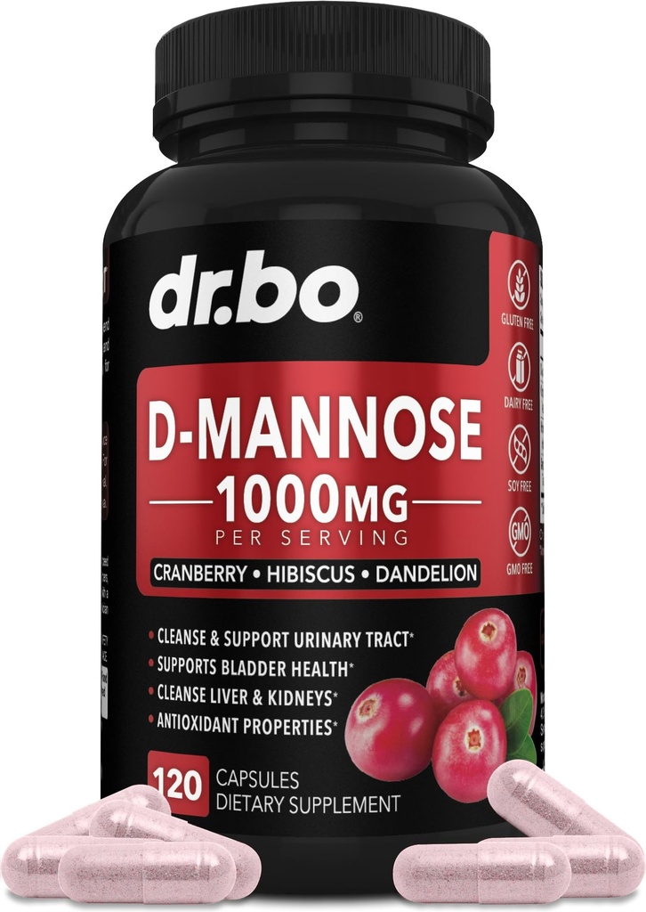 D Mannose 女性药丸补充剂 -- -- 天然D-Mannose 500mg Capsules, Cranberry DMannose Pills 1000mg 个人服药 -- -- Bladder Flush & Urinary Tract Cleanse 健康补充剂 -- -- 120 Veg Capsules