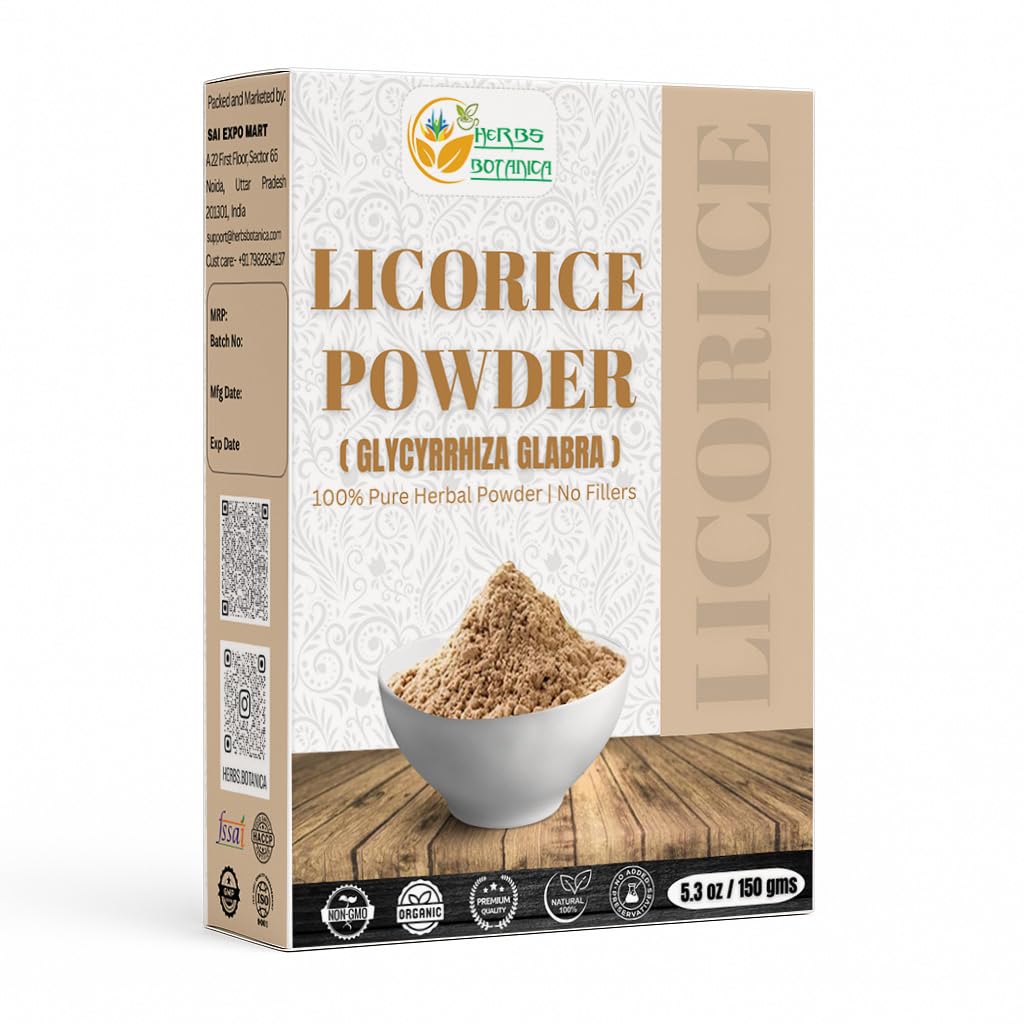 草药 Botanica Licorice Powder 百分百纯和天然脂根粉 草药茶,皮肤护理, & DIY 美容 天然脂根补充 5.3 oz 可回收包装