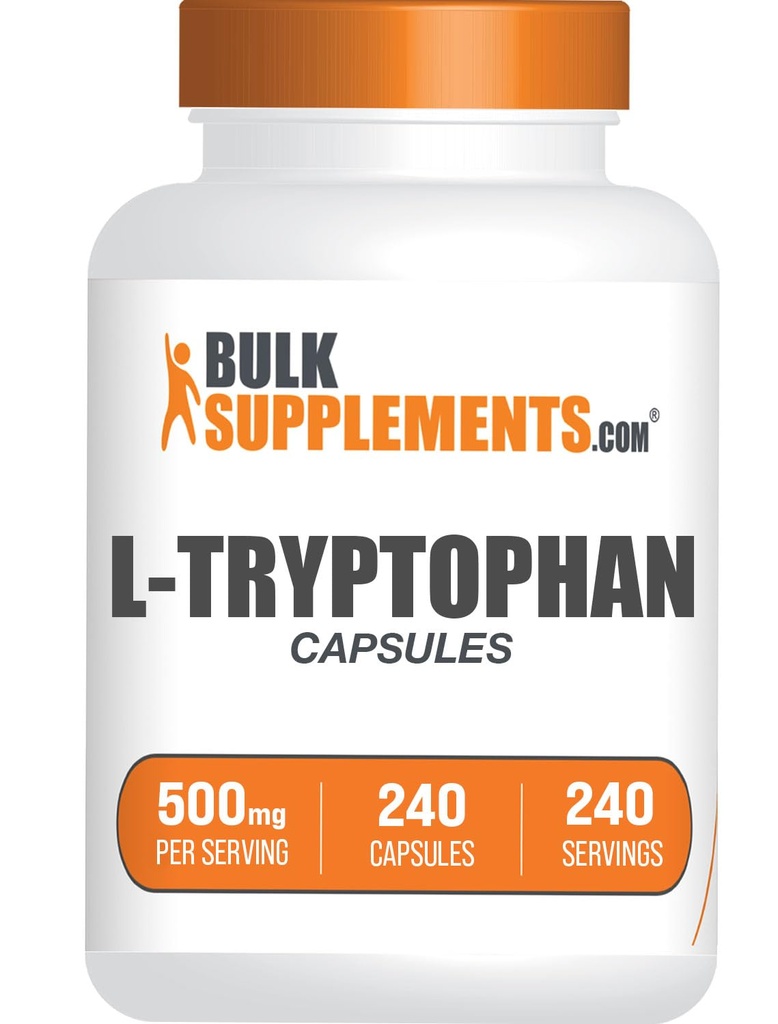 Bulk Assupports.com L-Tryptophan Capsules - Tryptophan Assupports, L-Trptophan 500mg - 氨酸补充剂,Gluten Free - 1 Capsule per service, 240 Capsules (Pack of 1) (中文(简体) ).