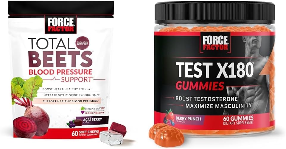 强因子总贝特血压支持 60 Chews + Test X180 Gummys Testosterone Boster for Men 60 Gummys