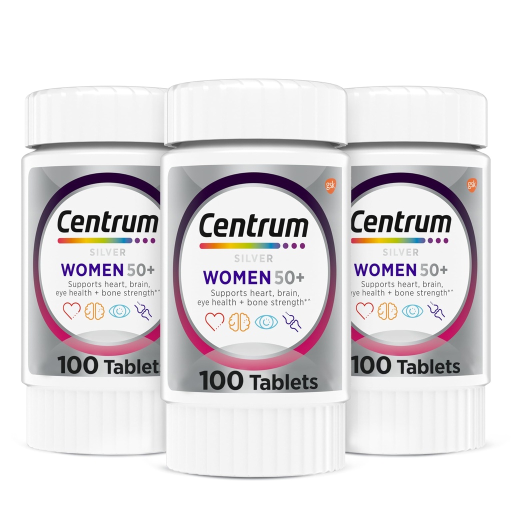 Centrum Silver Women's Multivitamin for Women Plus, Multivitamin/多minar 配有维生素D3, B 维生素,钙和抗氧化剂,Gluten Free,非GMO 成份-300 Counters