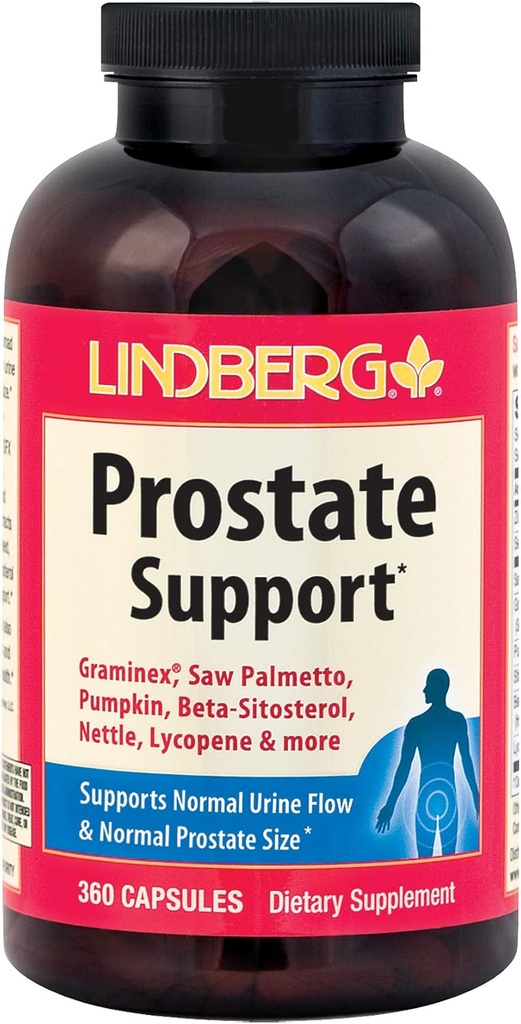 Lindberg Prostate Support* - 与格莱敏克斯, Saw Palmetto, 南瓜, Beta-Sitostrool, Nettle, Lycopene 和 More(360 Capsules) 相伴而成.