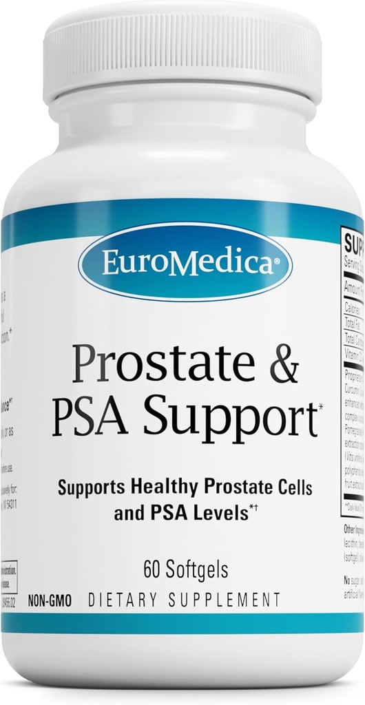 EuroMedica前列腺和PSA支助 -- -- 健康前列腺和荷尔蒙平衡支助的膳食补充 -- -- 配有Crucumin的草药补充剂 -- -- 60种软胶