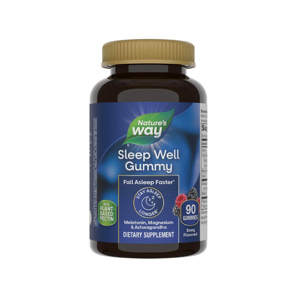 (原始内容存档于2019-03-25) (英语). Nature's Way Sleep Well Melatonin and Magnesium Gummys, Sleep Support for admirs *, with Ashwagandha, Berry Flavored, 90 Gummys.