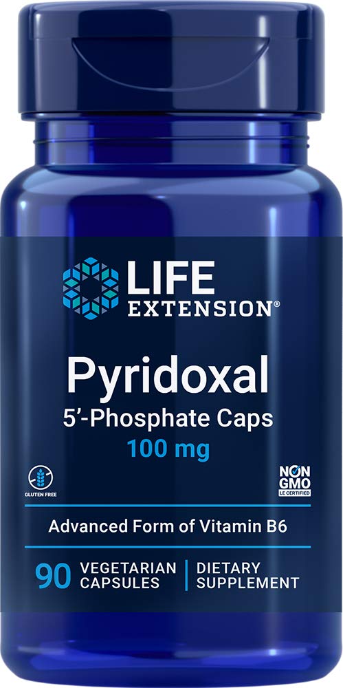 寿命延长 Pyridoxal 5- Phosphate Caps 100 mg P5P, 90 Veg Capsules - 高级维生素B6 补充
