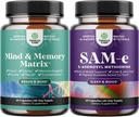 记忆和焦点高级大脑补充剂包 - 所有年龄成年人的维生素和Sam-E 200mg Mood支持补充剂 - S-Adenosyl Methionine 天然放松Mood Boost脑支持