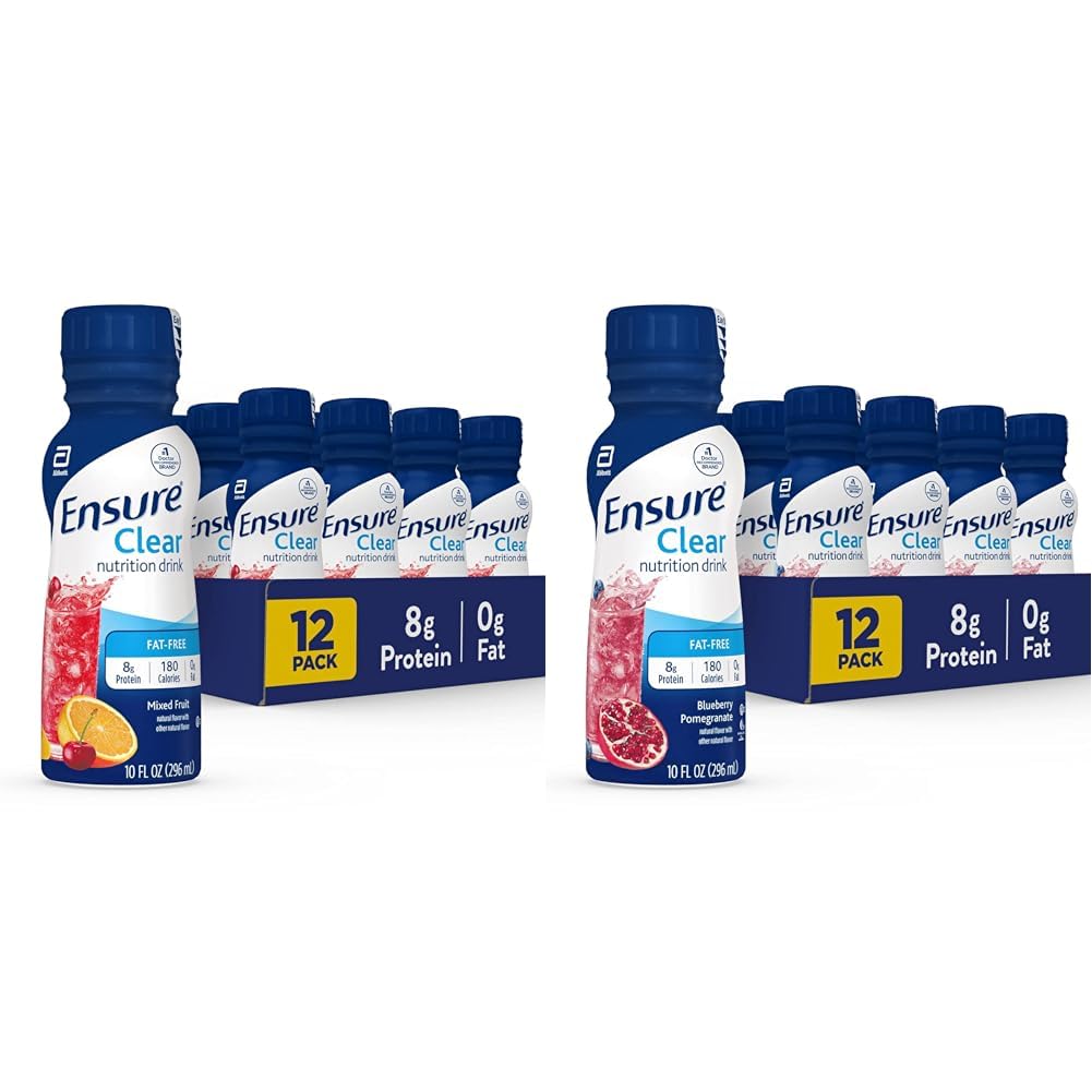 确保清营养饮料、0g脂肪、8g蛋白、混合水果和蓝莓石榴花、10Fl Oz、12包