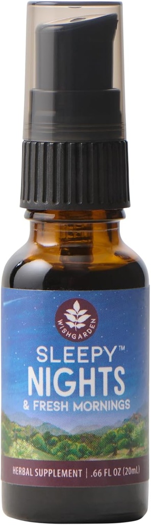 WishGarden Herbs Sleepy Nights & Fresh Mornings - All-Natural Herbal Sleep Aid Tincure,有机睡眠补充 w/Passionflower,Hops & Sculcap,支持深眠与健康睡眠循环, 66oz