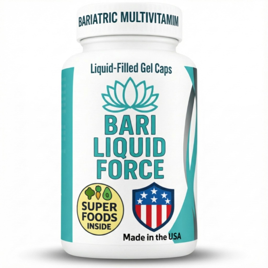 巴里液体力量(Bari Liquid Force One a Day Bariarical Multivitamin with Iron – 快速吸附Gel Caps for Gastric Sleeve, Bypass, Duodenal switch – 超食品混合剂 - Bariaricritic Multivitamin for Women and Men