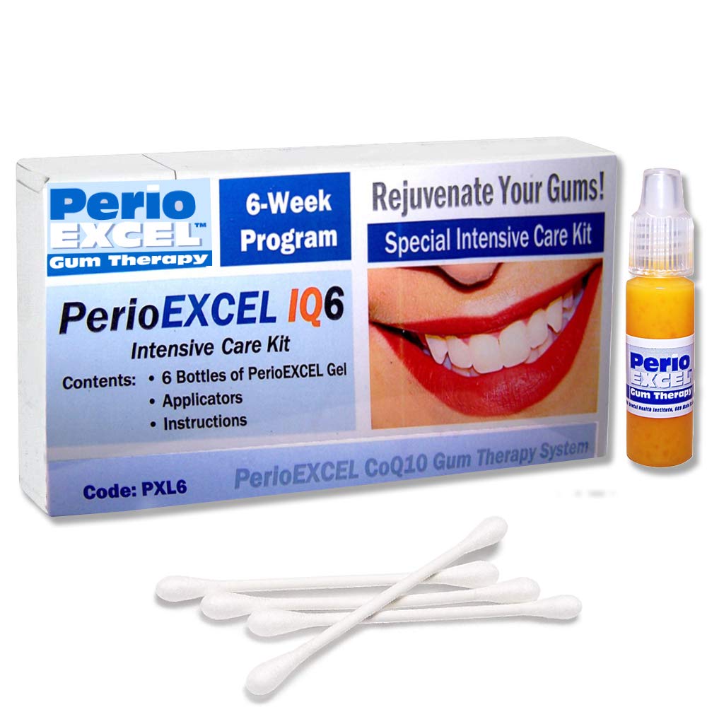 IQ6 强化护理包 6周 COQ10 Gum Gel 治疗和口腔护理包 配有超软Perio牙刷、舌头清洁器、花样和口腔护理指南 \ 帮助防治口腔疾病