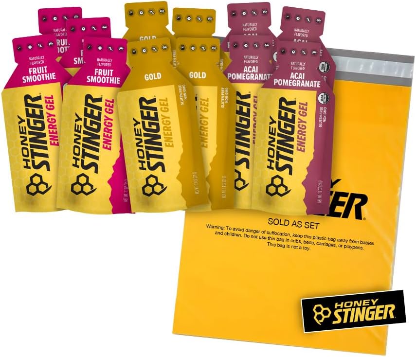 Honey Stinger Organic Energy Gels – Variety Pack with Picker – 12 Counter – 4 of Each Flavor – 任何活动的能源来源 – Acai Pomegrant, Gold & 水果滑块